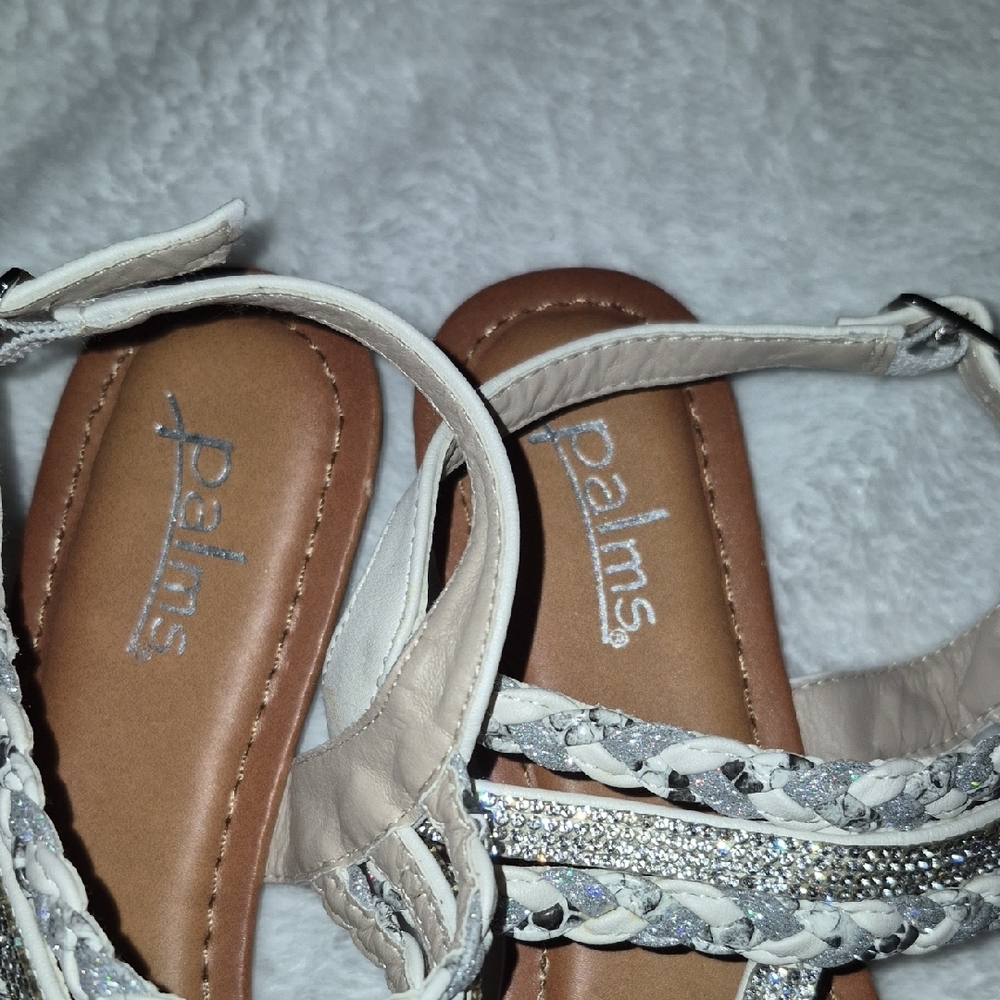 Women's Silver and Tan Sandals Sz. 10W - Picture 2 of 3